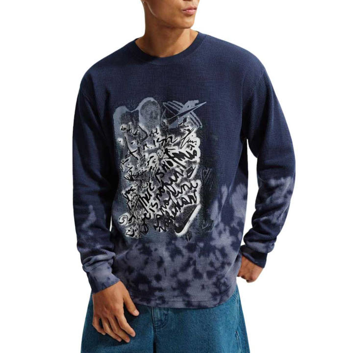 Nike Nike Sweatshirts Men's Midnight Blue/Aqua Blue Gray Crew Neck Moderate Regular