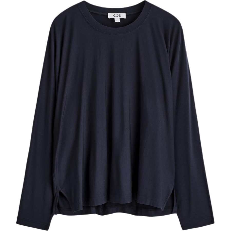 COS T Shirts Women's Navy Blue Crew Neck Moderate