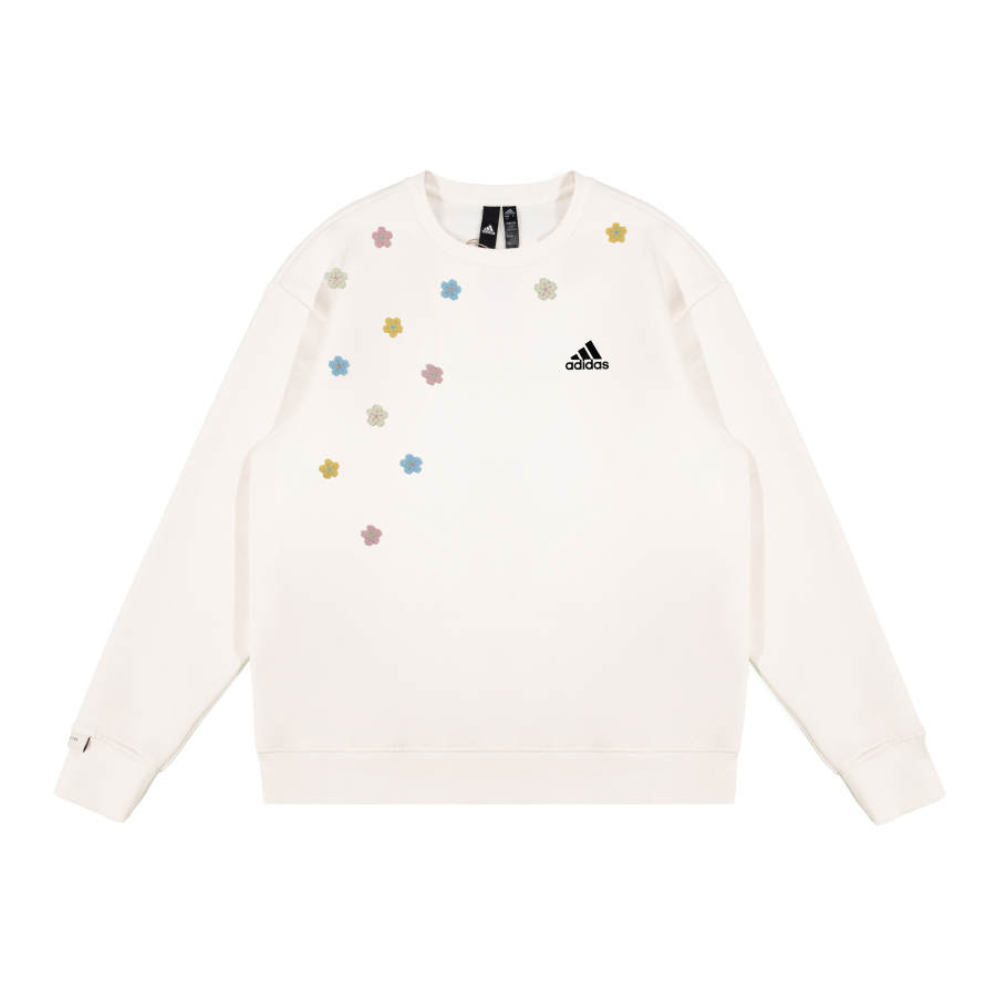 Adidas Adidas LABEL Long Sleeved Unwavering Vision Floral World Embroidery Casual Crew Neck Fleece Lined Sweatshirt Unisex