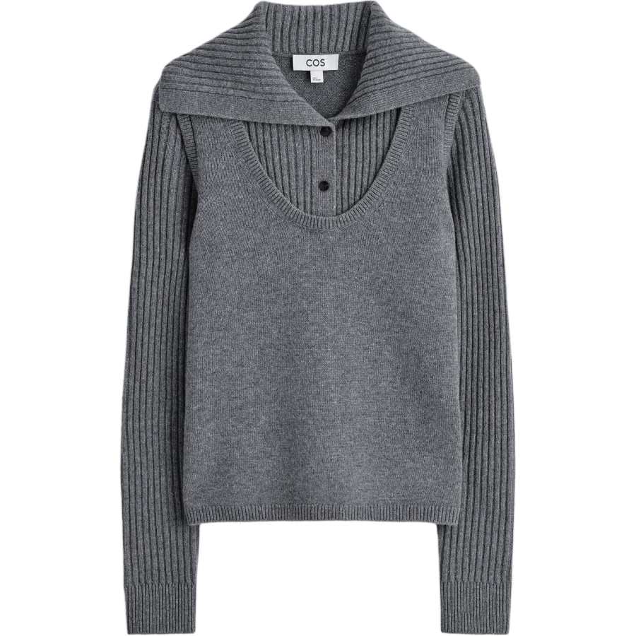 COS Knitwear Women's Gray Lapel Moderate