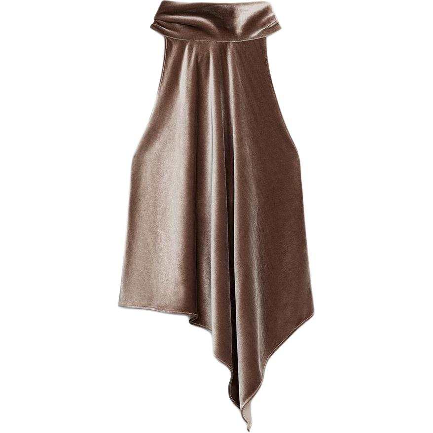 ZARA Tank Tops Women's Brown/Dark Taupe Moderate Halter Neck