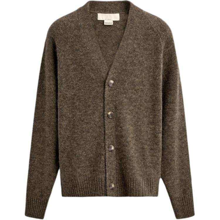 ZARA Knitwear Men's Brown V Neck Moderate Cardigan