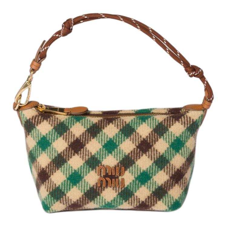 MIU MIU Wool Clutch Women's Camel & Green