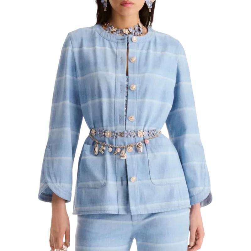CHANEL Shirts Women's Blue Crew Neck Moderate Other