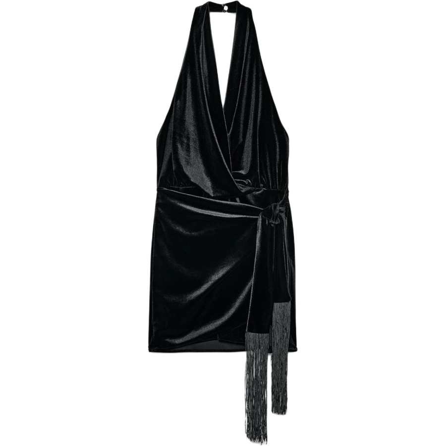 ZARA Sleeveless Dresses Women's Black V Neck Moderate