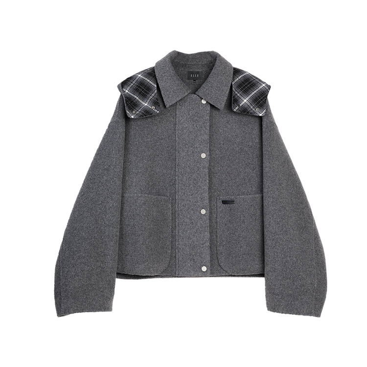 ELLE Coats Women's Medium Gray Hooded Thickened Straight Fit