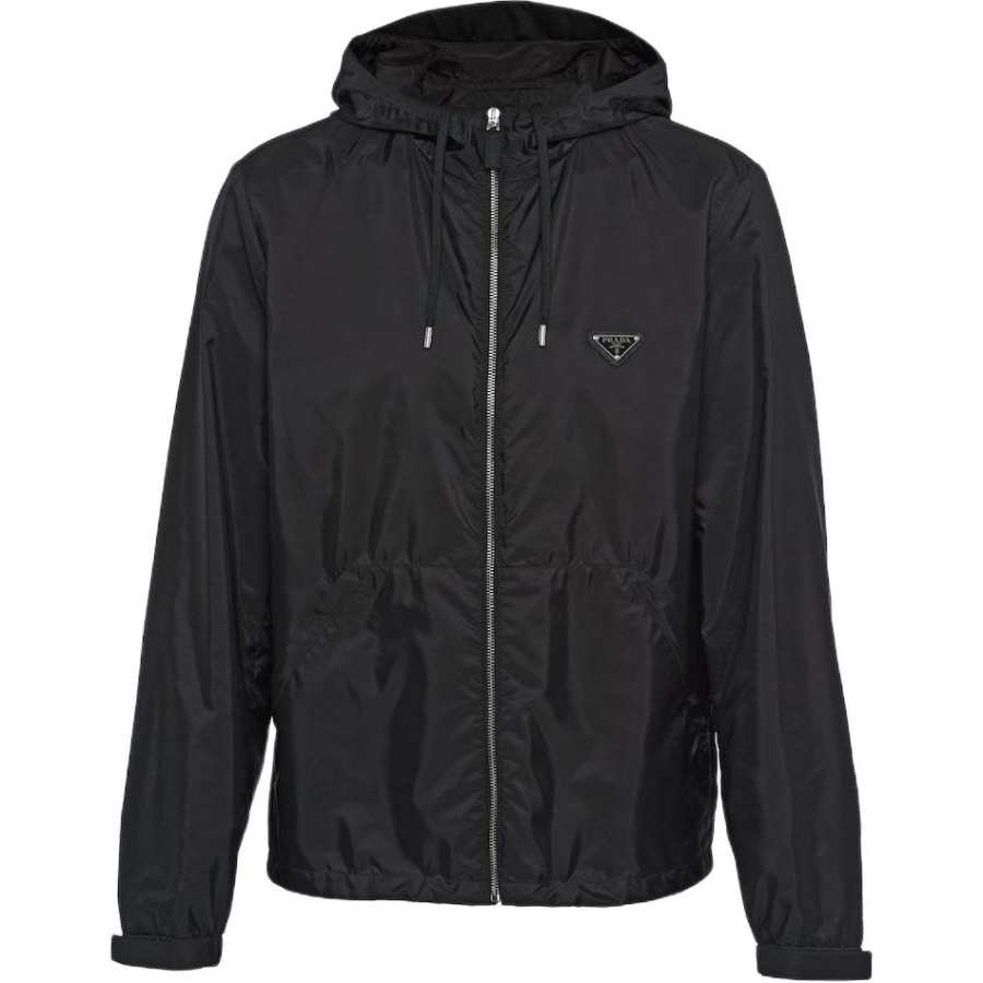 PRADA Prada Logo Plaque Zip-Up Hooded Jacket
