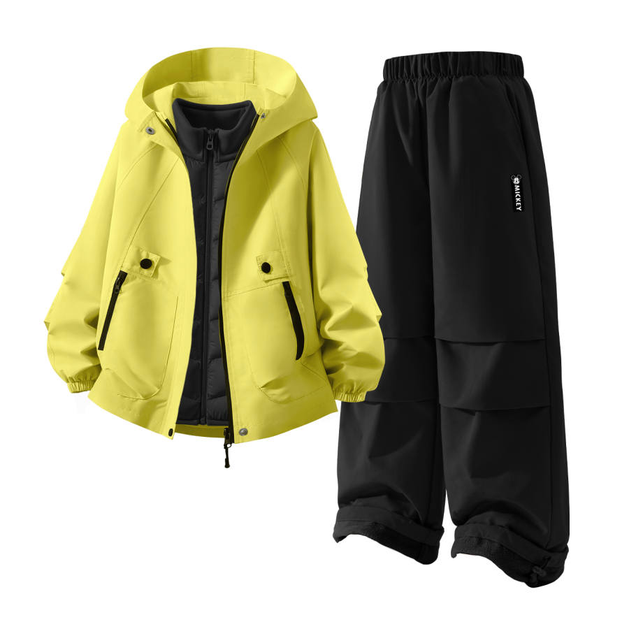 Disney Casual Sportswear Children's Solid Color Woven Coat Patchwork Down Liners Fleece Lined Parachute Pants