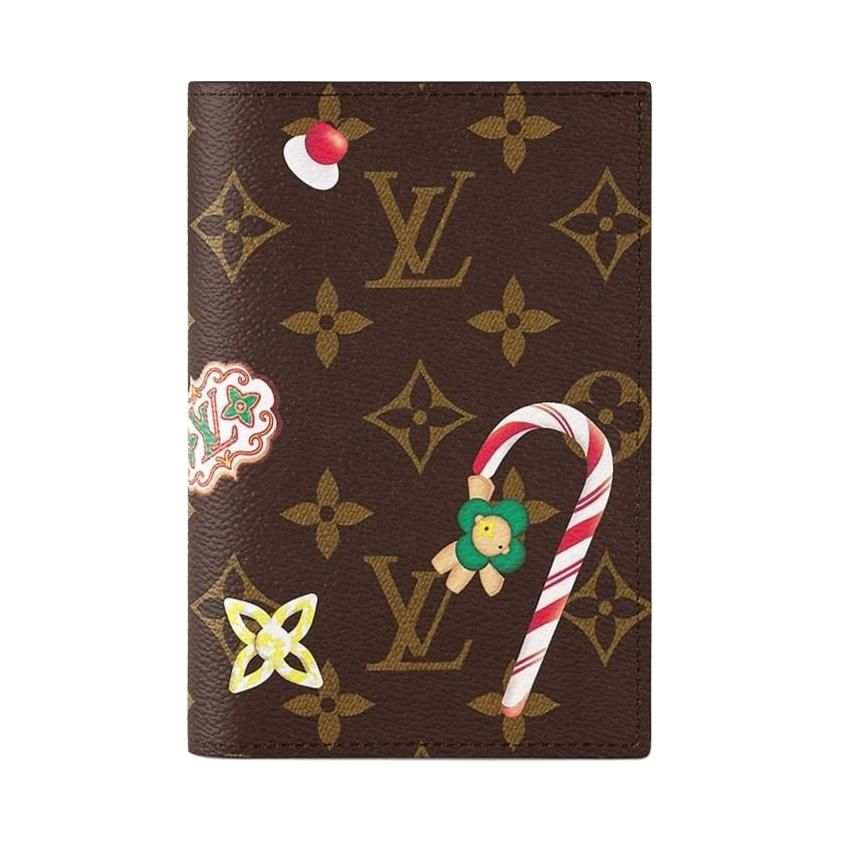 LOUIS VUITTON Leather Trim Wallet, Passport Holder Women's Brown