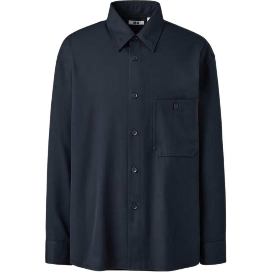 UNIQLO Shirts Unisex 69 Navy Blue Pointed Collar Moderate