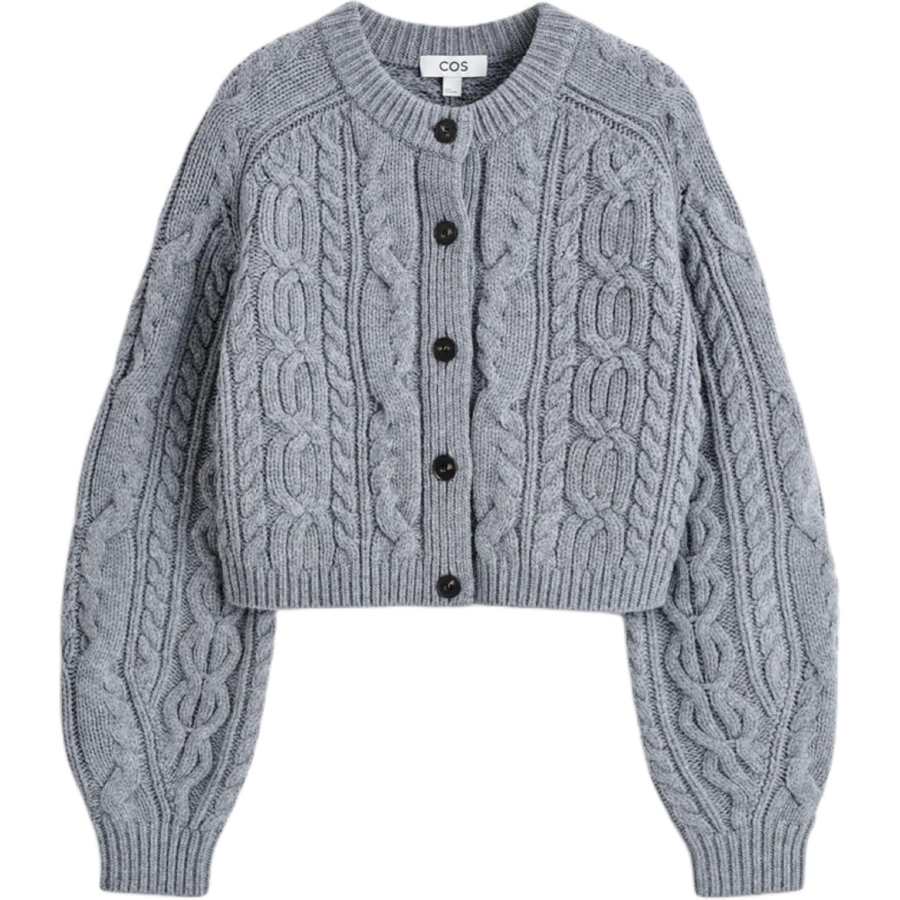 COS Sweaters Women's Gray Crew Neck Moderate Cardigan