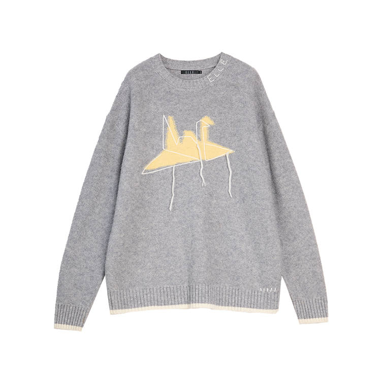 ELLE Sweaters Women's Medium Gray Crew Neck Moderate Other