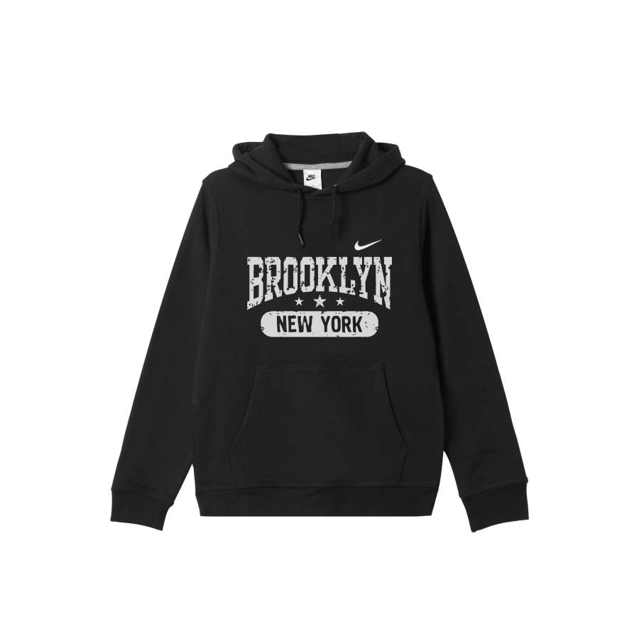 Nike Nike KLYN Fireworks Bear Print Casual Comfortable Sports Hooded Fleece Lined Long Sleeved Sweatshirt Unisex Black