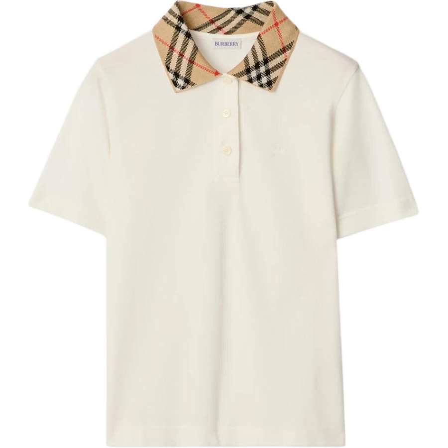 Burberry check collar equestrian knight polo shirt