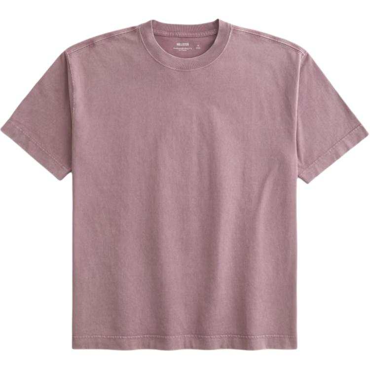 Hollister/ T Shirts Men's Pink Crew Neck Thickened Straight Fit