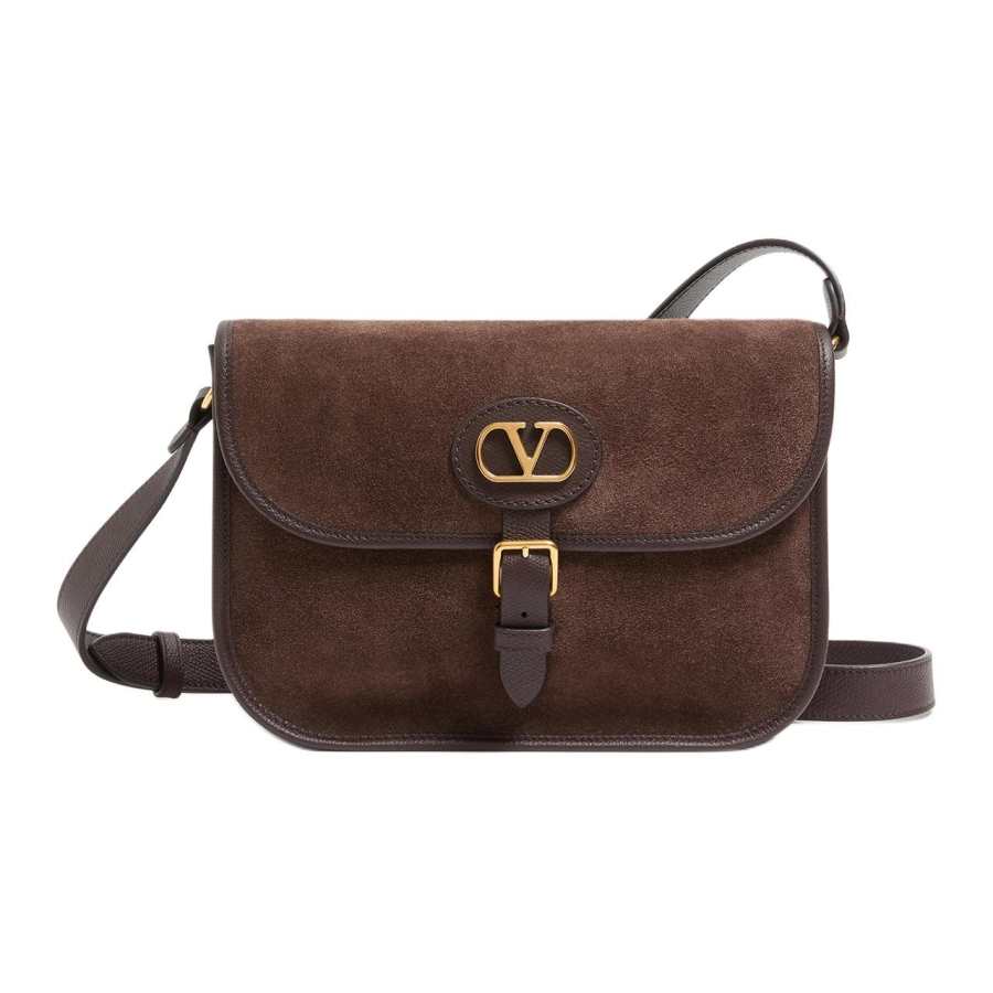 Valentino Garavani Suede Cow Leather Crossbody Bags Men's Brown