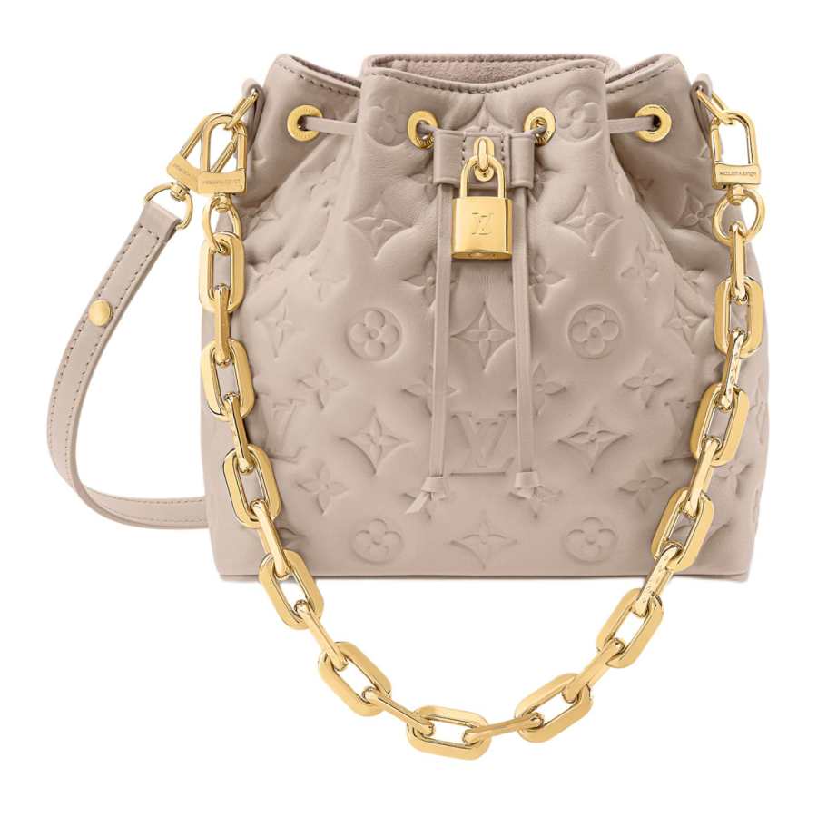 LOUIS VUITTON Coussin Sheepskin Handbag, Shoulder Bag Women's Elephant Gray