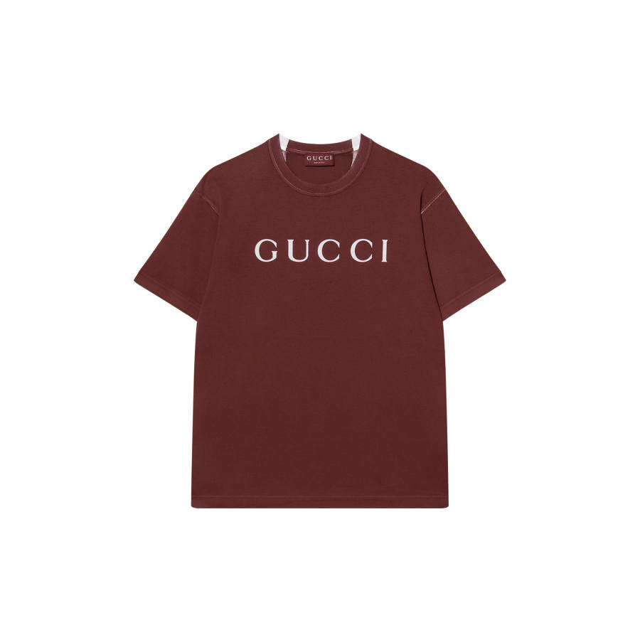 GUCCI Logo Printed Jersey T Shirt