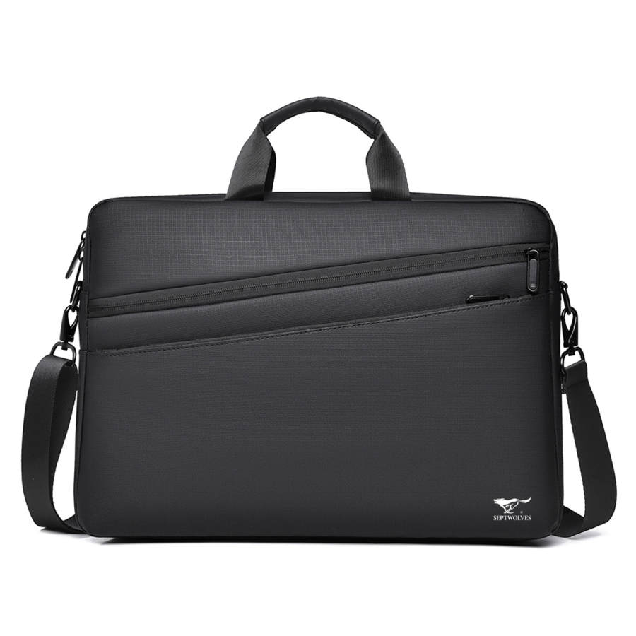 SEPTWOLVES SEPTWOLVES Synthetic Leather Laptop Bag Regular Men's Black