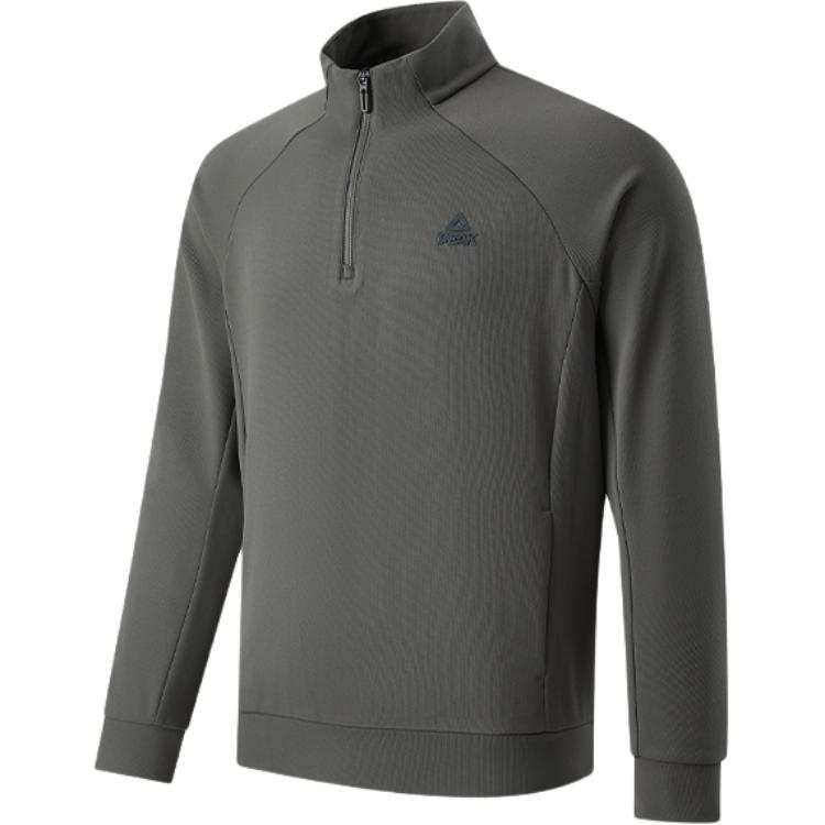PEAK Sweatshirts Unisex Dark Gray Green Stand Collar Moderate Regular