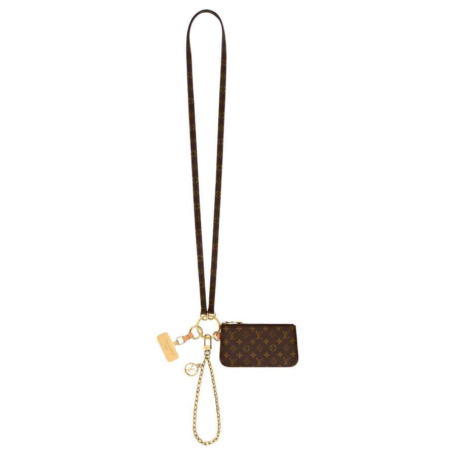 LOUIS VUITTON Monogram Coated Canvas Cell Phone Pouch Women's Brown