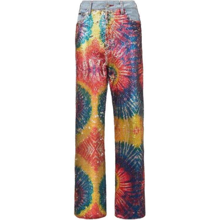 Philipp Plein tie dye-print sequinned jeans