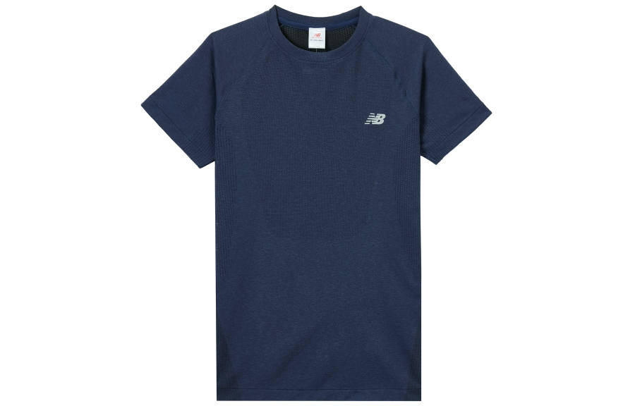 New Balance New Balance T Shirts Men's Blue Crew Neck Moderate Straight Fit