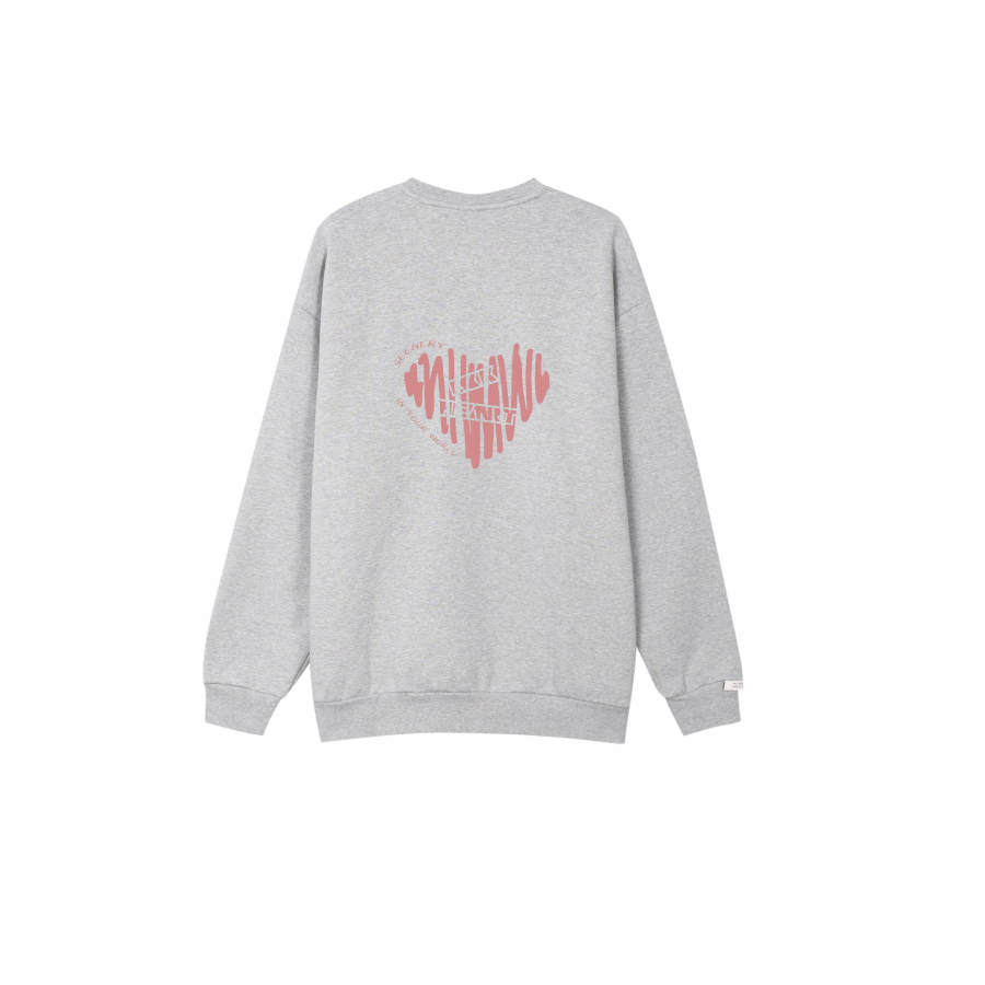 Adidas Adidas Sweatshirts Unisex Gray Heart Signal Crew Neck Thickened