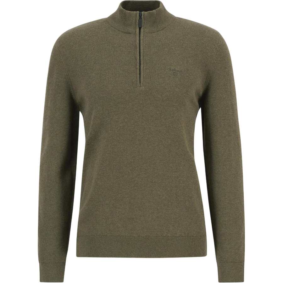 BARBOUR Knitwear Men's Green Stand Collar Moderate Straight Fit
