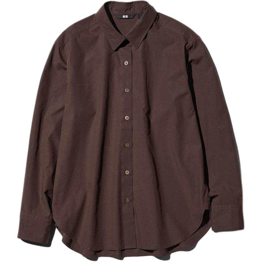 UNIQLO Shirts Women's Dark Umber Lapel Moderate