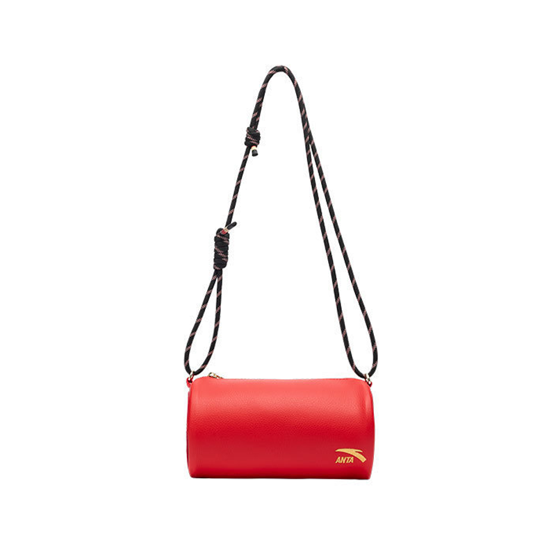 Anta Synthetic Leather Cylinder Bag Crossbody Bag Regular Unisex Rich Red