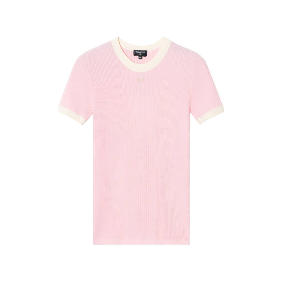 CHANEL T Shirt Women's Light Pink