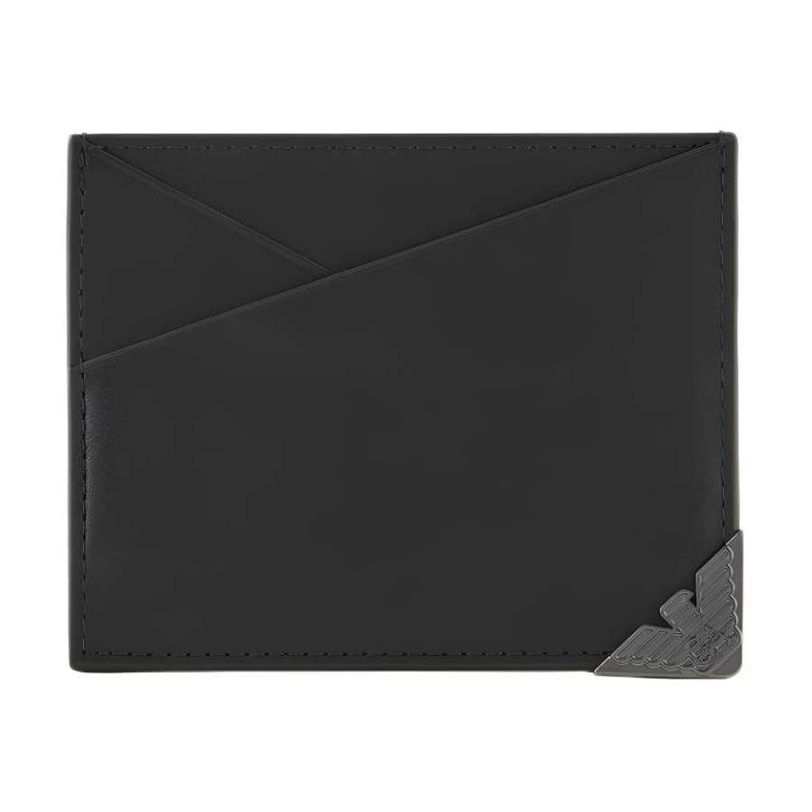 EMPORIO ARMANI Cow Leather Card Holder Card Holder Regular Unisex Black