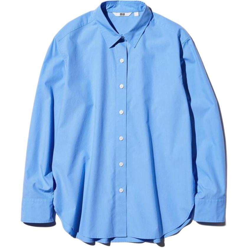 UNIQLO Shirts Women's Sky Blue Lapel Moderate