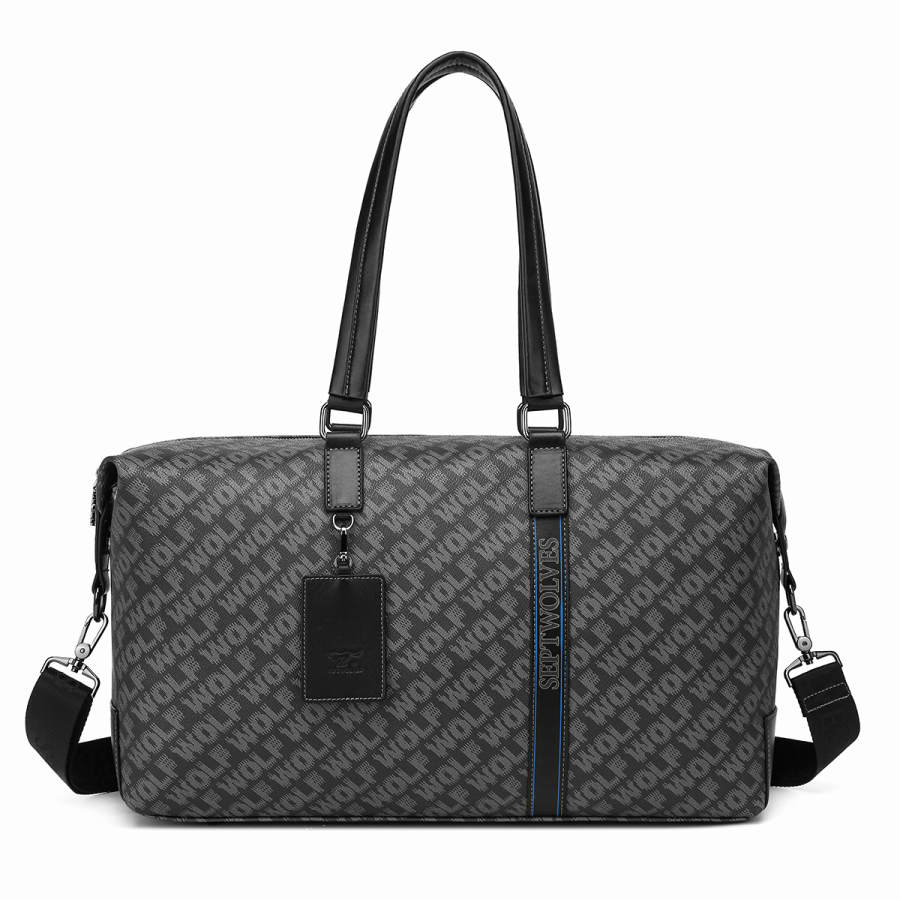 SEPTWOLVES Synthetic Leather Travel Bag Men's Black
