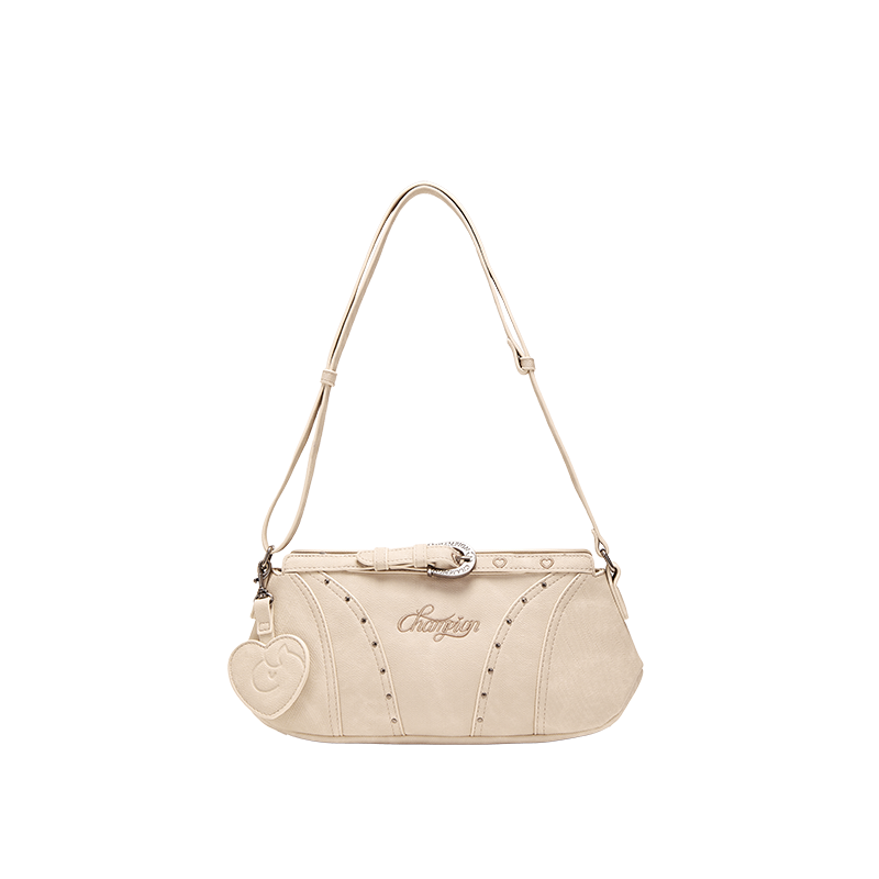 Champion Synthetic Leather Shoulder Bag, Crossbody Bag Unisex Milk White/Velvet Brown