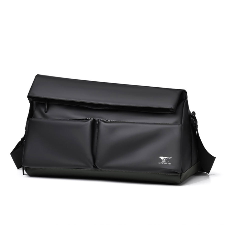 SEPTWOLVES SEPTWOLVES Synthetic Leather Handbag Regular Men's Black