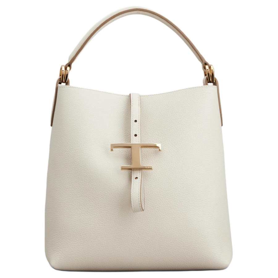 TOD'S T Timeless Calfskin Bucket Bag Handbag Mini Women's White