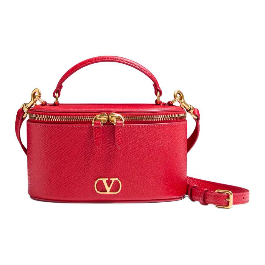 Valentino VLogo Signature Grain Cow Leather Handbag Mini Women's Red