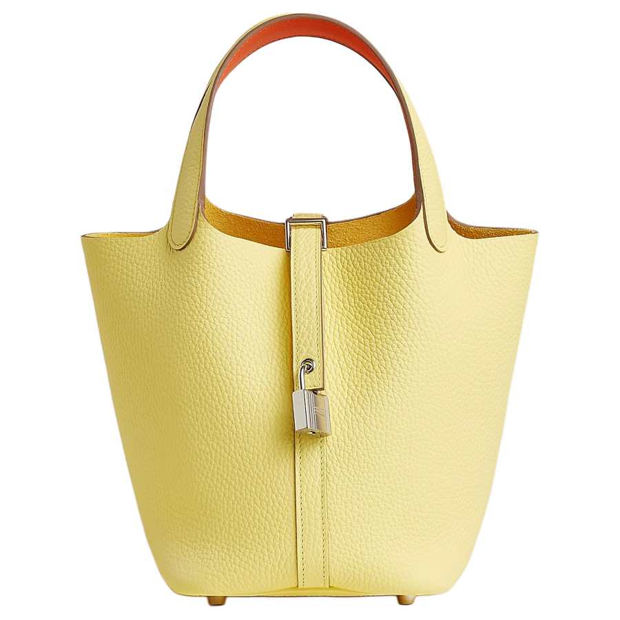 HERMES Picotin Lock Clemence With Swift Calfskin Basket Bag, Bucket Bag, Handbag 18 Women's