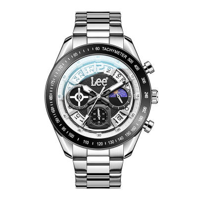 Lee Wrist Watches Quartz Movement Steel Strap Black Dial Men's Watches