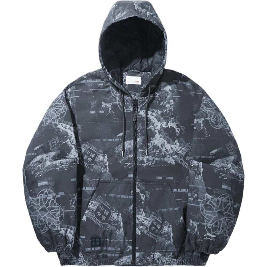 Li-Ning Li Ning Puffer Jackets Men's Black Hooded Moderate Puffer Jacket