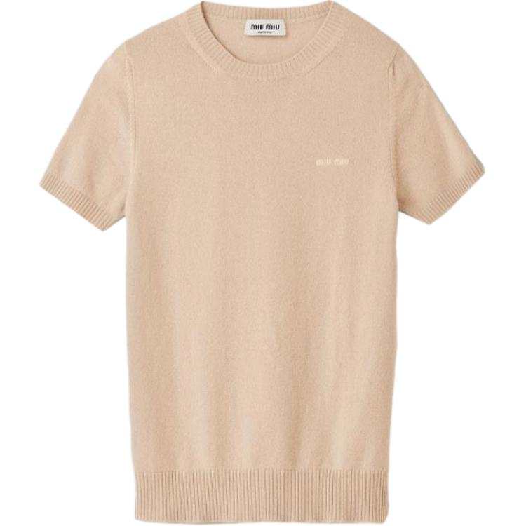 Miu Miu logo-intarsia cashmere top