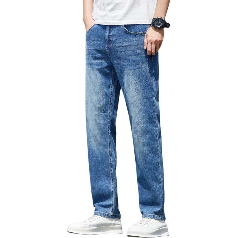 Tonlion Jeans Unisex Denim Blue Moderate Straight Fit Pants