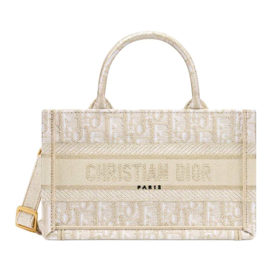 DIOR OBLIQUEBookTote Fabric Handbag Mini Women's Gold