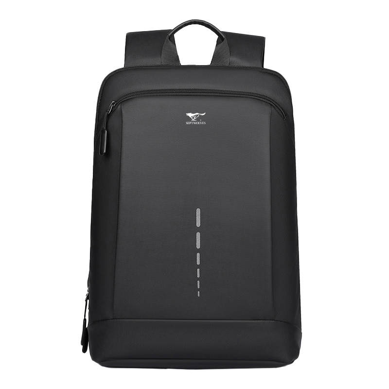 SEPTWOLVES Synthetic Leather Backpack Regular Men's Night Shadow Black