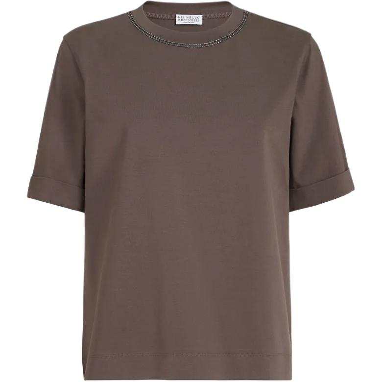Brunello Cucinelli Shiny Trims Jersey T-Shirt