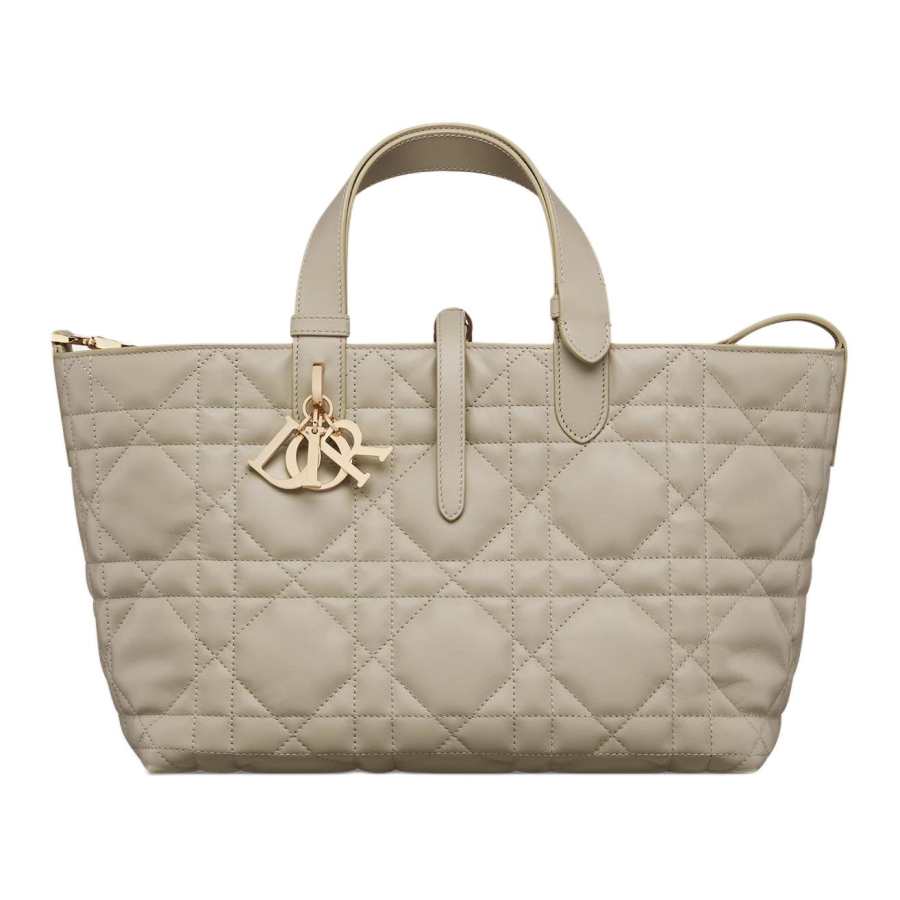 DIOR Toujours Cow Leather Native Handbag Medium Women's Beige