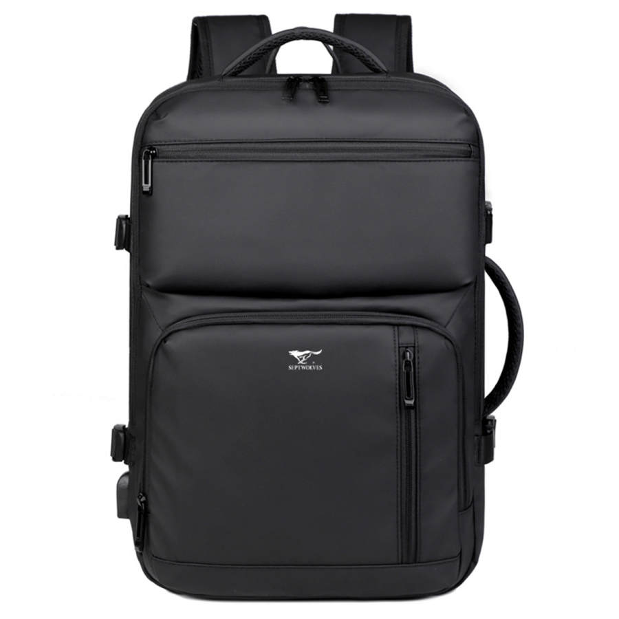 SEPTWOLVES SEPTWOLVES Synthetic Leather Backpack Regular Men's Black