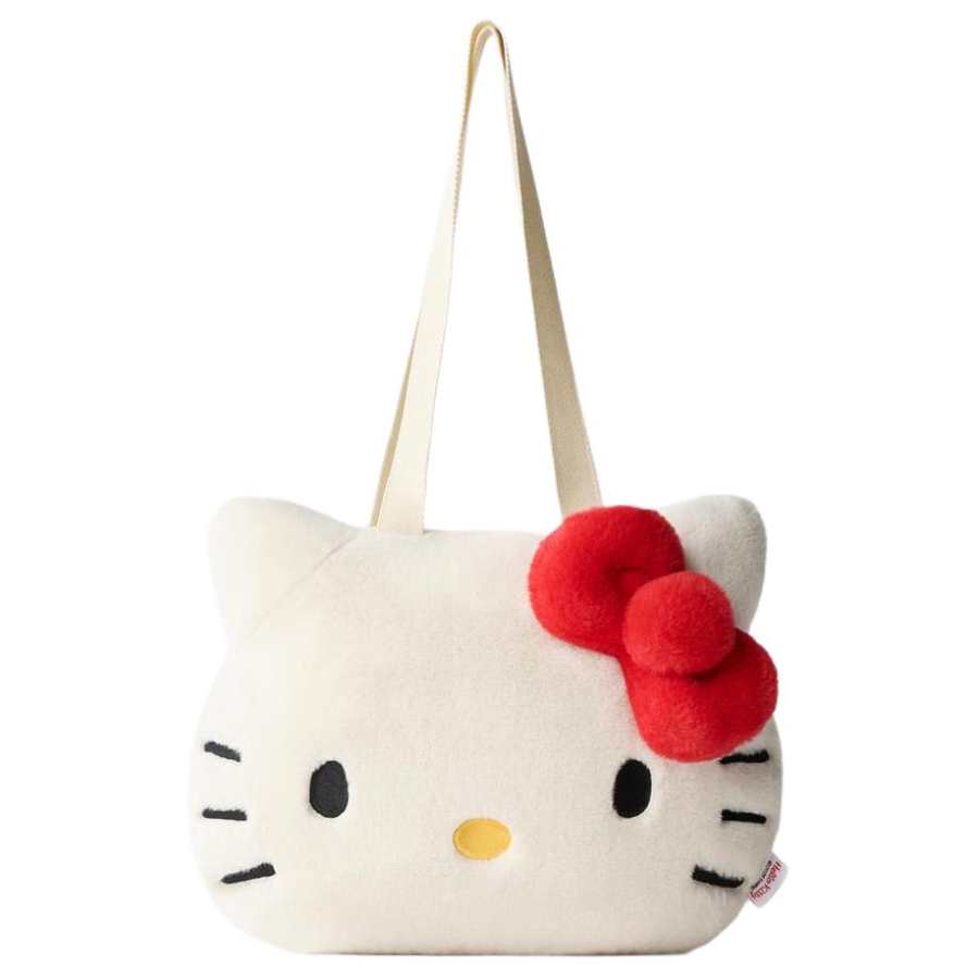 ZARA X Sanrio Hello Kitty Collaboration Polyester Handbag, Shoulder Bag Women's Light Beige Yellow